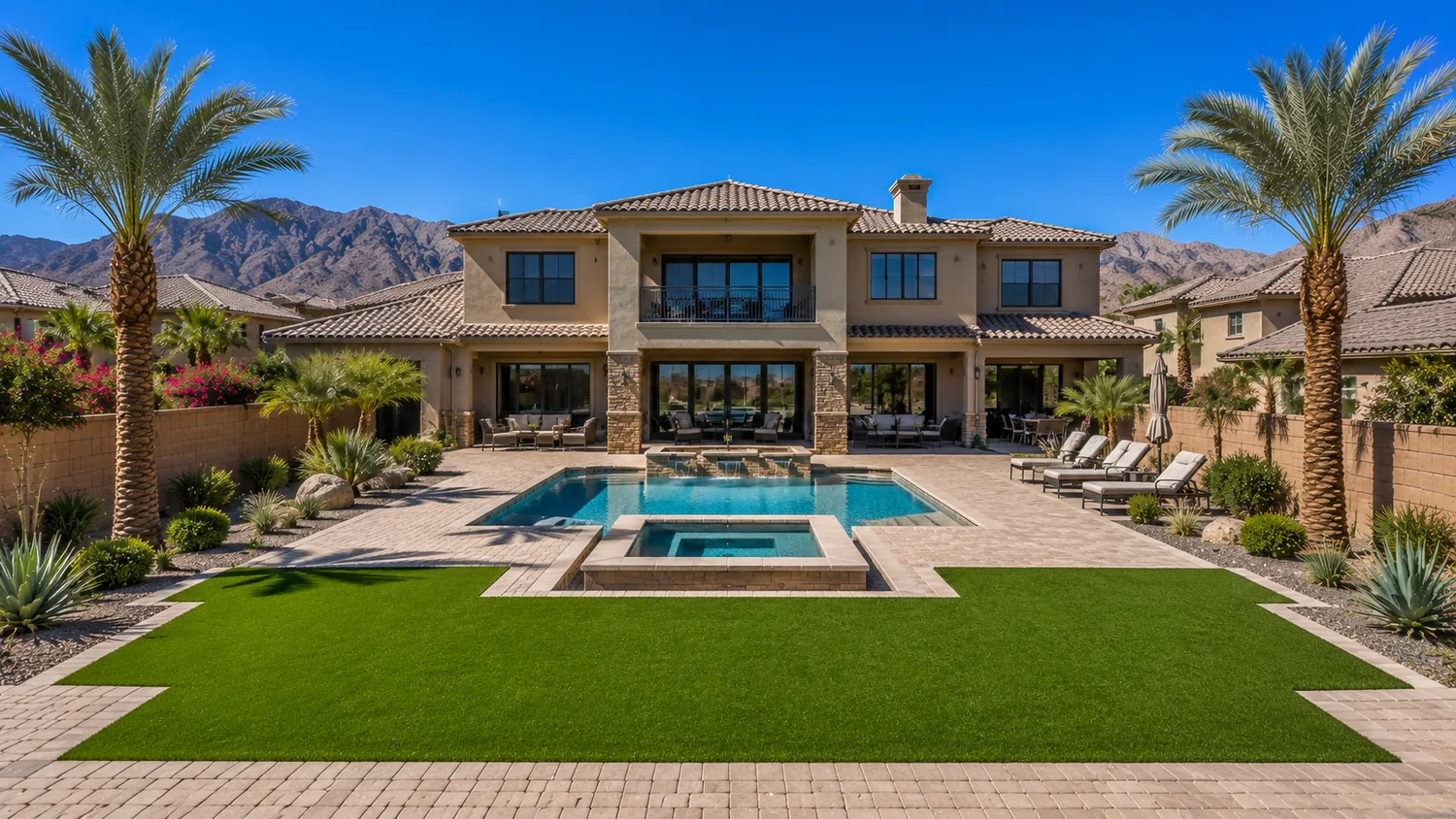 Artificial turf around pools
