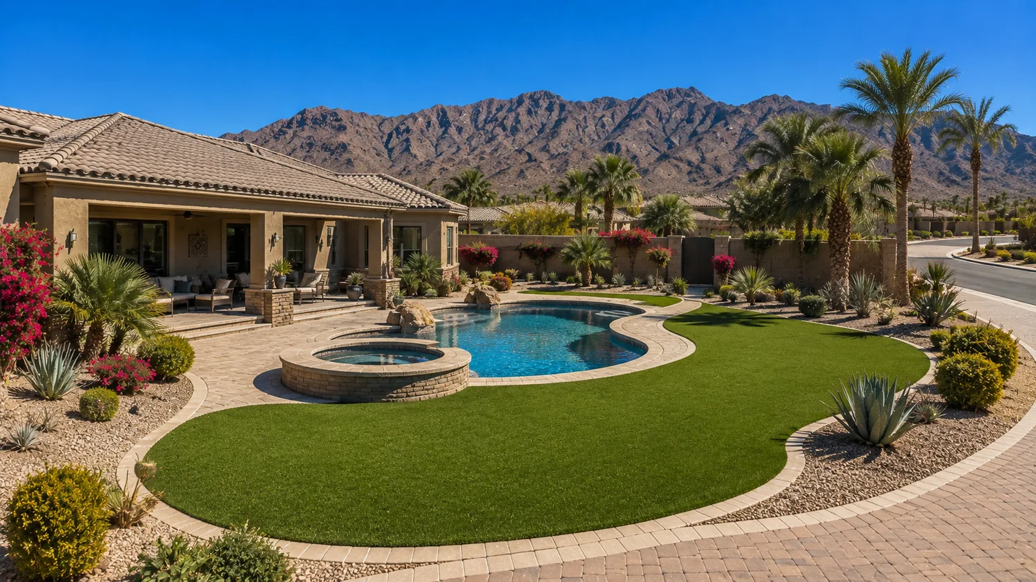 Artificial turf around a Surprise pool