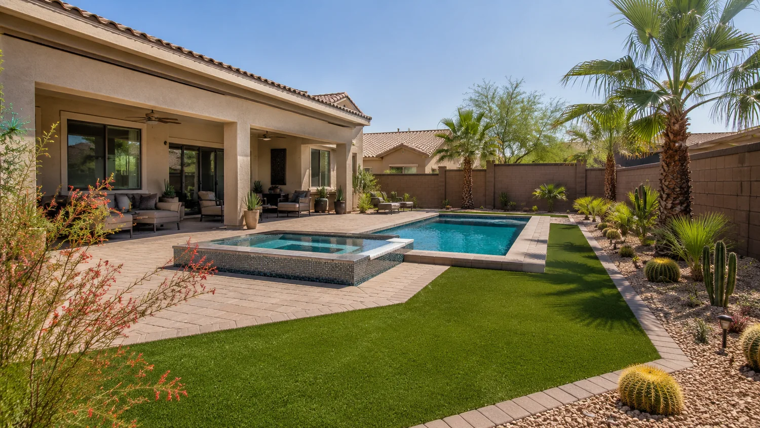 Poolside synthetic grass